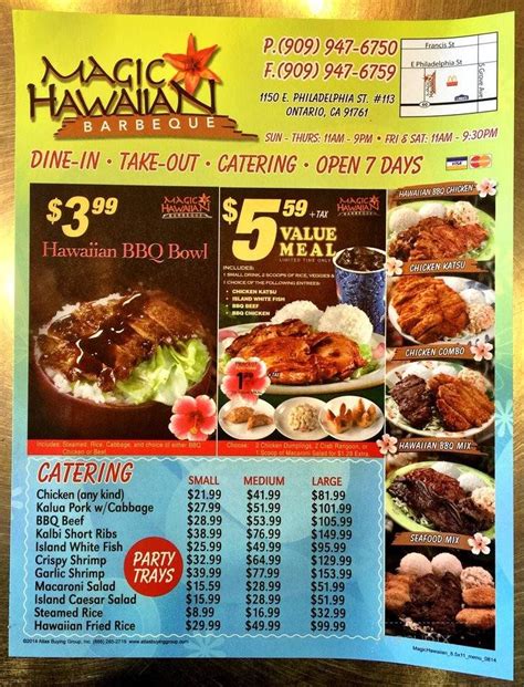 Discover a new culinary journey with the Magic Hawaiian Barbecue Ontario menu